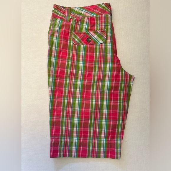 IZOD Bermuda pink & green plaid women’s shorts Sz-8. X18 - Picture 5 of 9